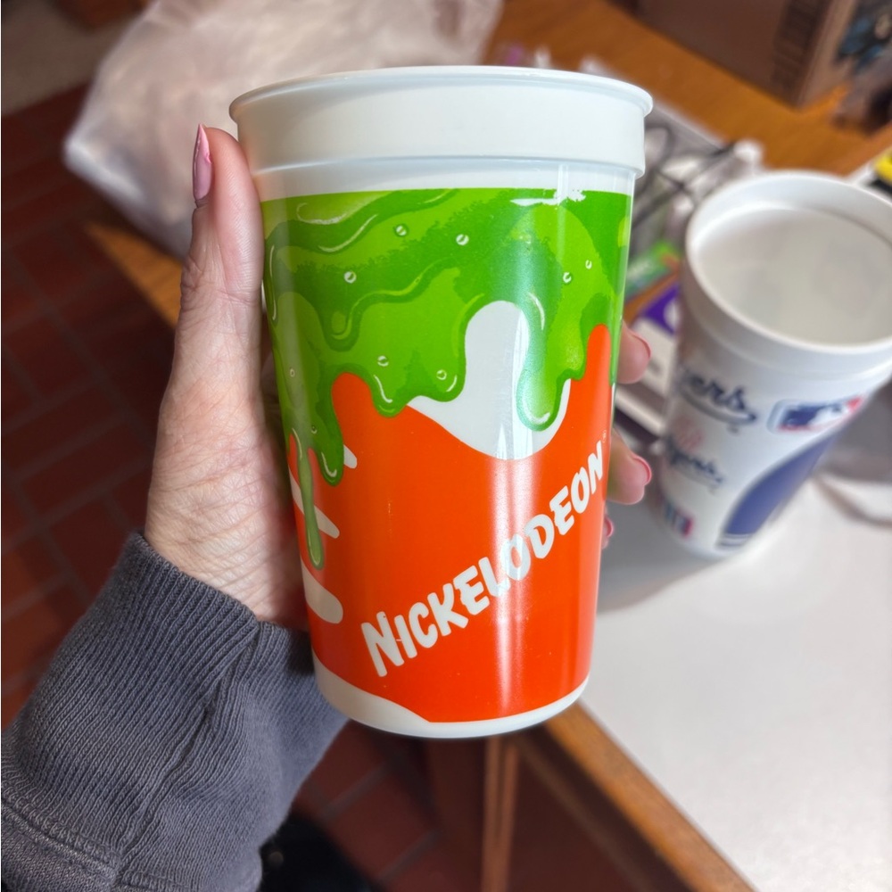 Vintage 1990 Nickelodeon Green Slime Pizza Hut Tumbler